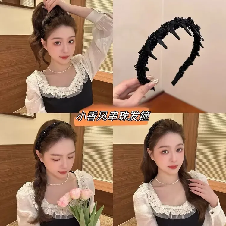 新款2025路易斯繁星发箍 轻奢气质小香风手工串珠发箍箍发盘发器