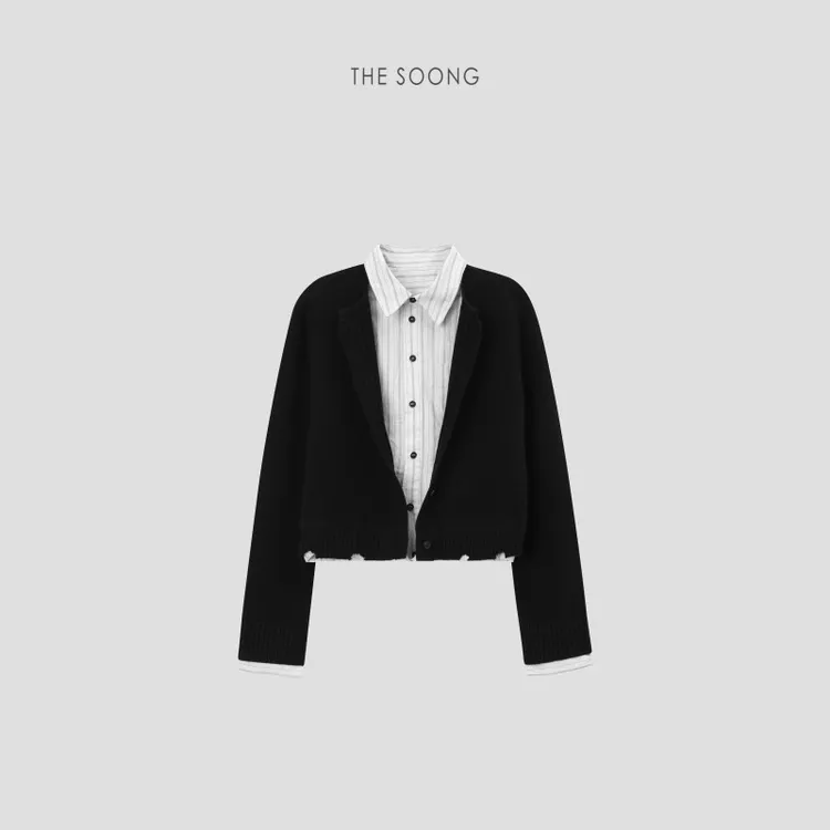 THESOONG|"澳洲美丽诺羊毛"原机密织轻盈保暖假两件毛衣外套T7580