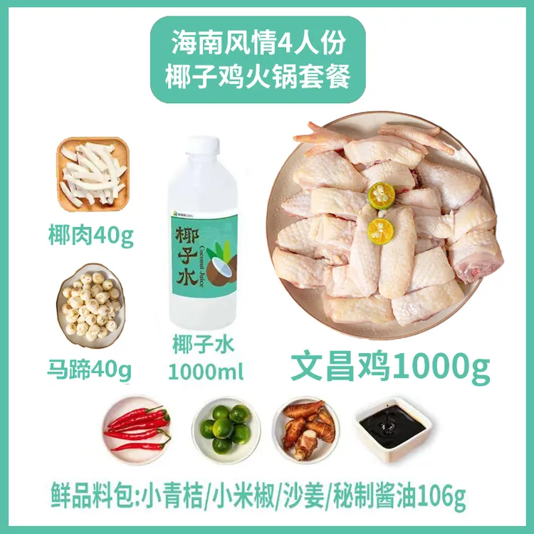 【顺丰包邮到家】3-4人份正宗海南椰子鸡套餐火锅家庭版送货上门