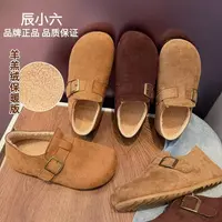 辰小六【加绒真皮勃肯鞋】扣带复古懒人全包加绒博肯鞋