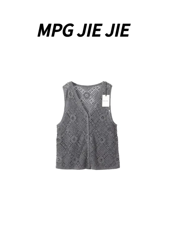 MPG JIEJIE【画报】早秋绵羊毛气质镂空手工花重工马夹