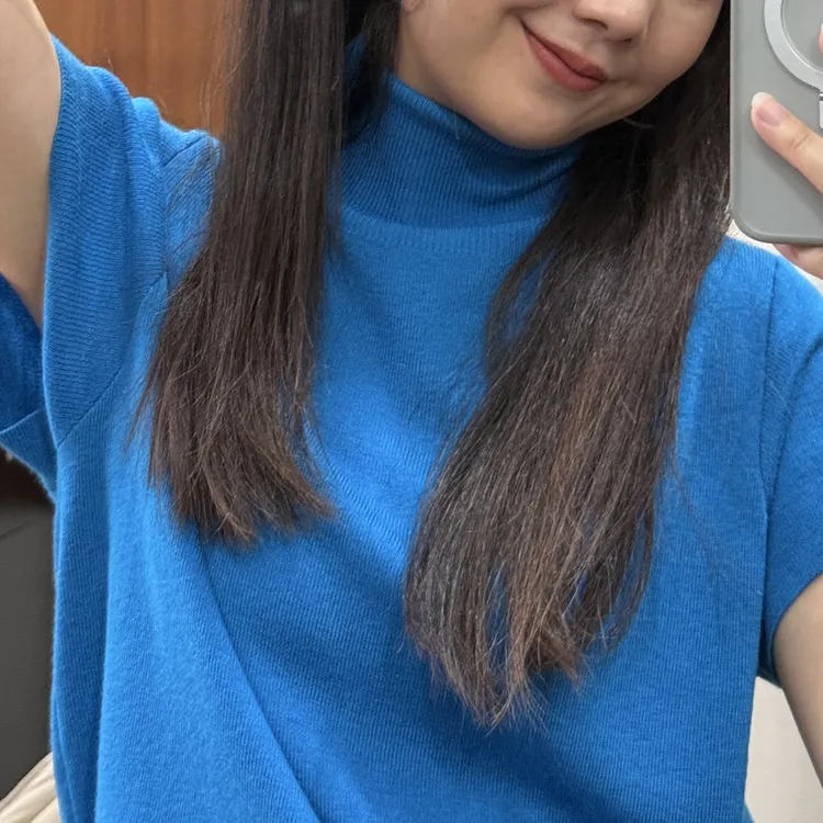 保暖常规款圆领针织打底衫立领毛针织衫克莱因蓝拼色