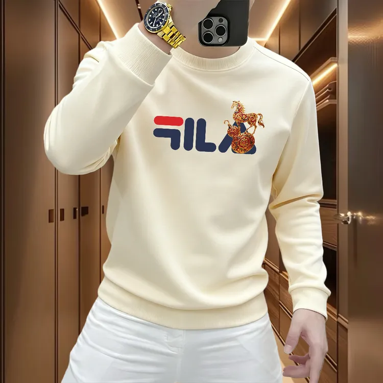 FL秋冬季男士长袖卫衣休闲时尚新款百搭圆领印花加绒加厚套头上衣