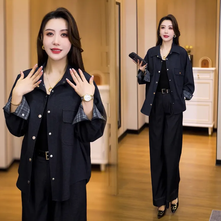仿牛仔衬衣女新款2025秋季百搭宽松洋气减龄上衣韩版长袖气质衬衫