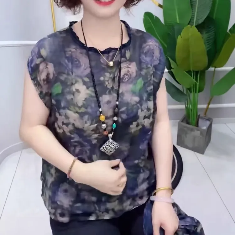 2025夏季新款韩版大码印花高级感女复古百搭时尚气质显瘦碎花上衣