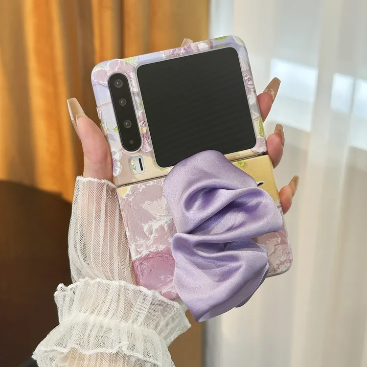 适用华为PuraX典藏版阔折叠手机壳创意油画感云朵丝绸腕带保护套