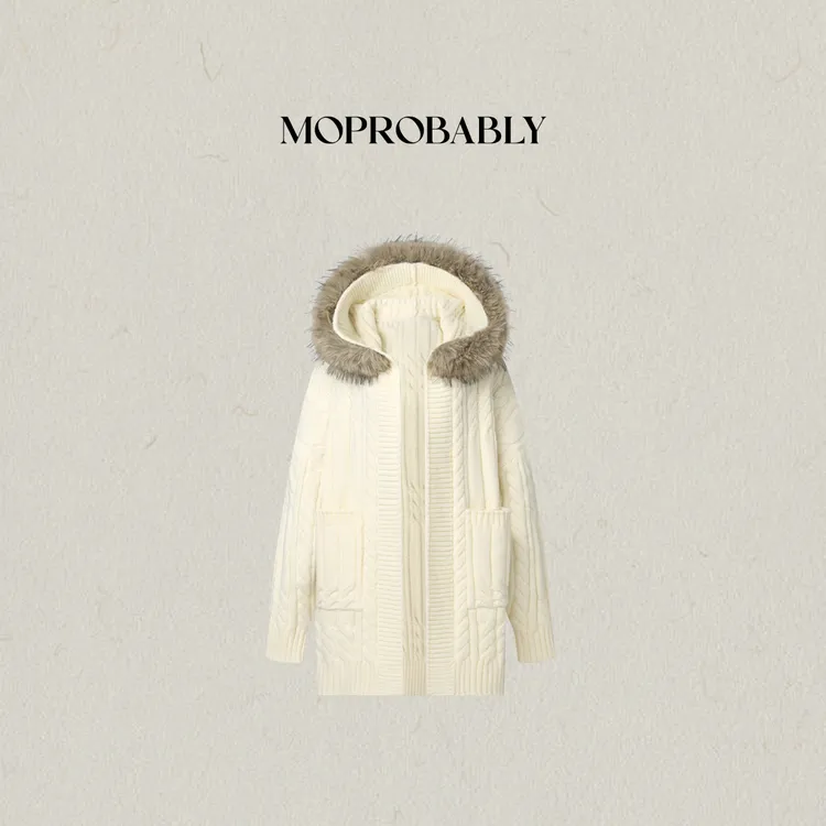 Moprobably李予诺「缇娜」时尚百搭连帽针织开衫L5457041+L5457040
