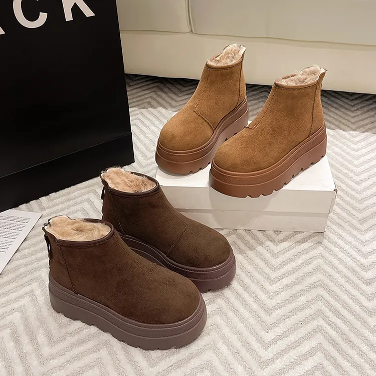 小个子厚底增高加绒勃肯靴女2025冬季保暖短靴配裙子雪地靴