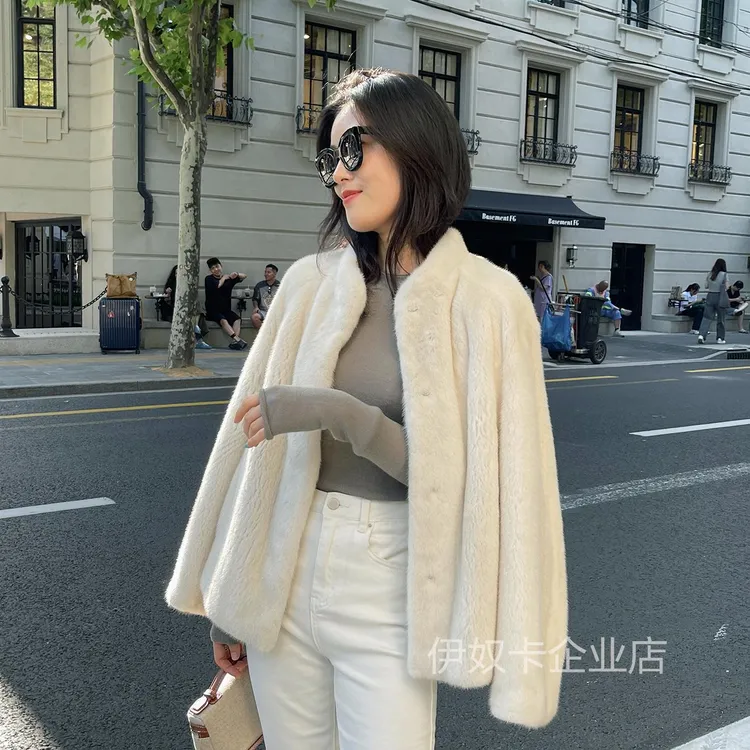 2025新款65长立领修身进口整貂水貂皮草大衣女短款冬季