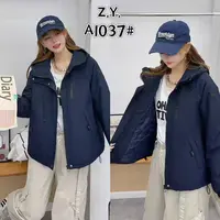 2576休闲百搭连帽二棉服外套