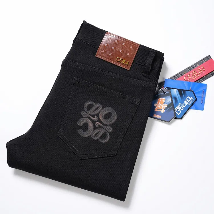 【CGIUI】秋冬新款水洗黑色不掉色修身小直筒百搭男士牛仔裤