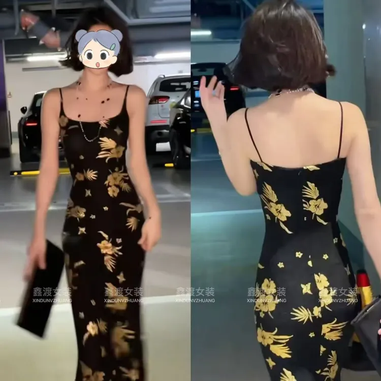 2025夏季新款时尚显瘦气质女士网红洋气连衣裙百搭款D9047