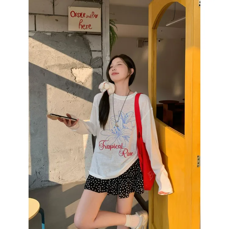 夏季罩衫宽松T恤时尚宽松罩衫薄款老钱风松弛感女装