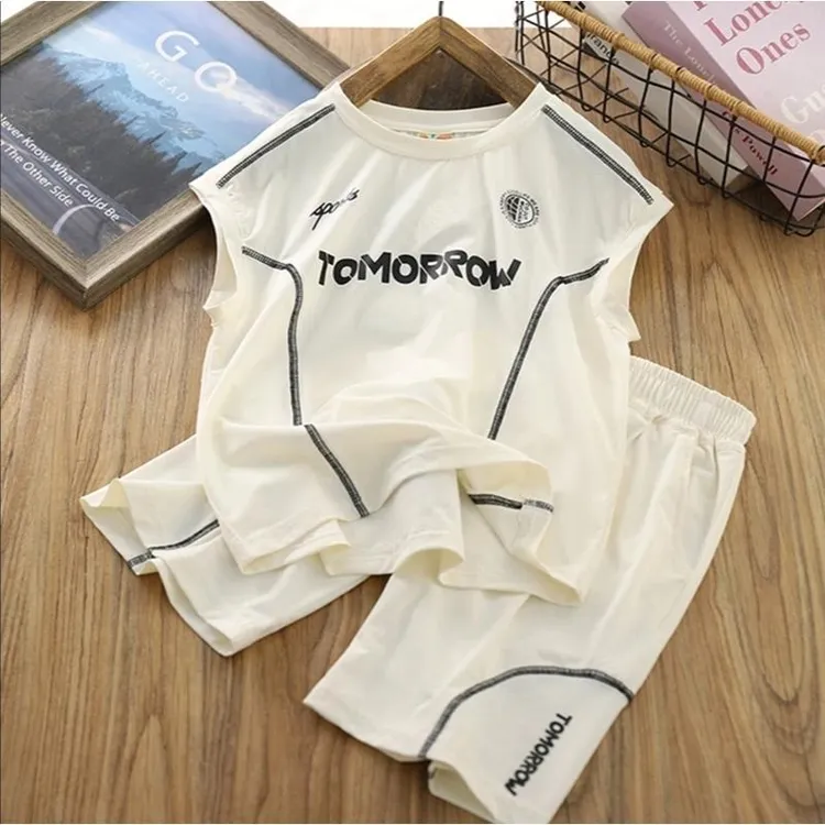 男童无袖套装夏季2025新款薄款帅气潮酷背心短裤运动两件套夏潮流