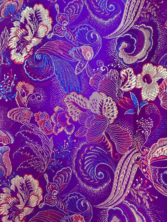 紫金色蝶恋花 织锦缎 门幅90公分买长度