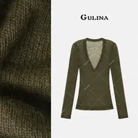 GULINA/娜姐 欧洲站新款阔肩长款设计师款针织衫88101