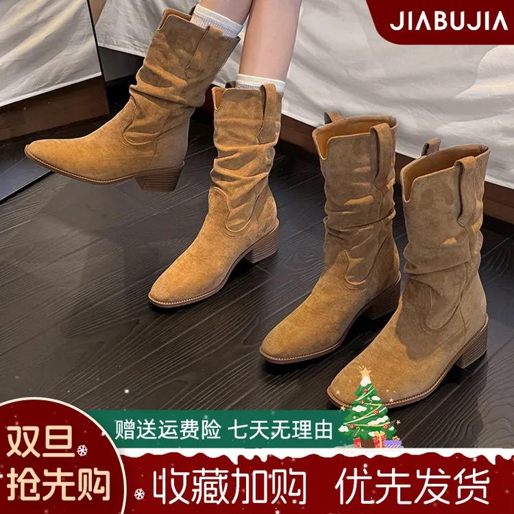 贾不假马丁靴女款2025新款初秋时尚复古百搭显瘦爆款超火勃肯靴子