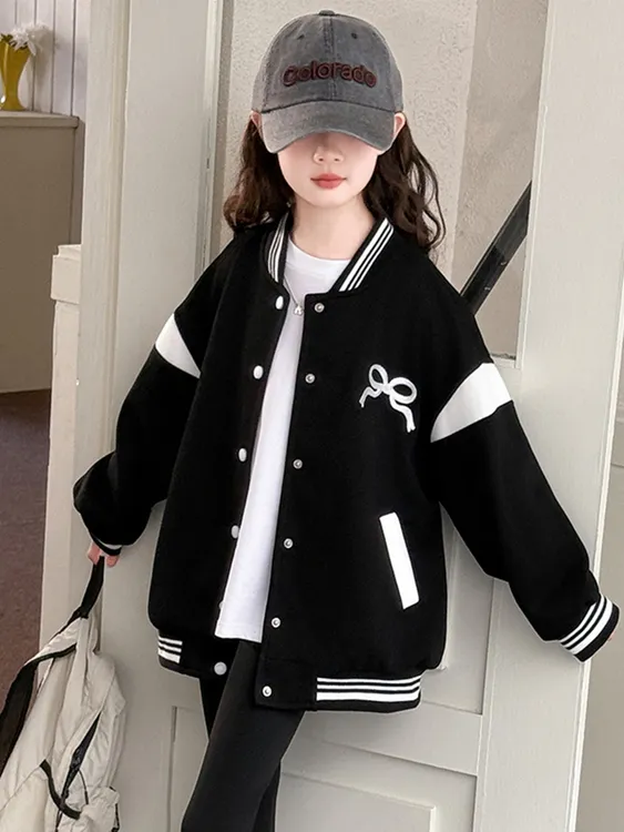 女童外套春秋2025新款儿童秋季洋气休闲上衣大童时尚秋装棒球服