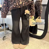 【Mantoumama】33【新款】加绒加厚微喇牛仔裤女童秋冬季百搭精致保暖