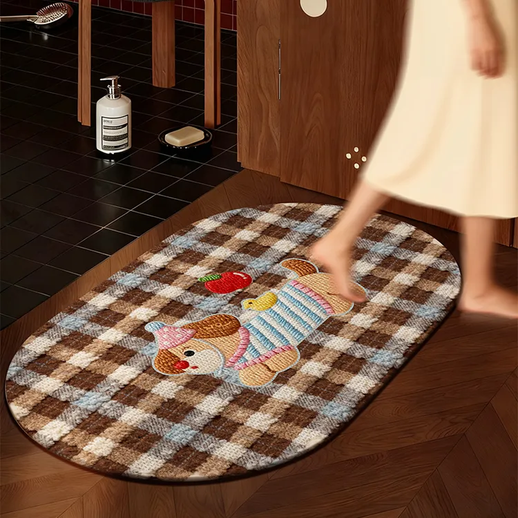 针织毛线浴室地垫吸水速干卫生间门口防滑脚垫仿亚麻厕所家用地毯