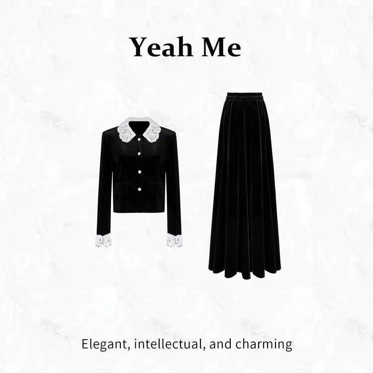 Yeah Me/也觅【秋日初恋】秋季新款轻奢慵懒感穿搭显瘦半身裙套装女