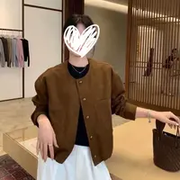 C/F1033 韩系简约百搭麂皮绒短款夹克外套（配包包） 9-22