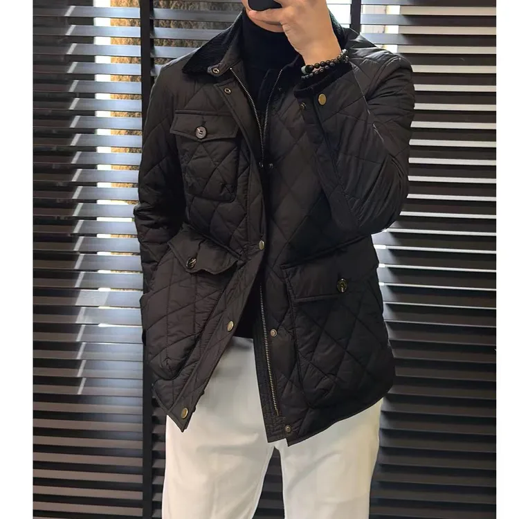 東 • 秋冬新款 男士顶奢菱形格翻领棉服   8047