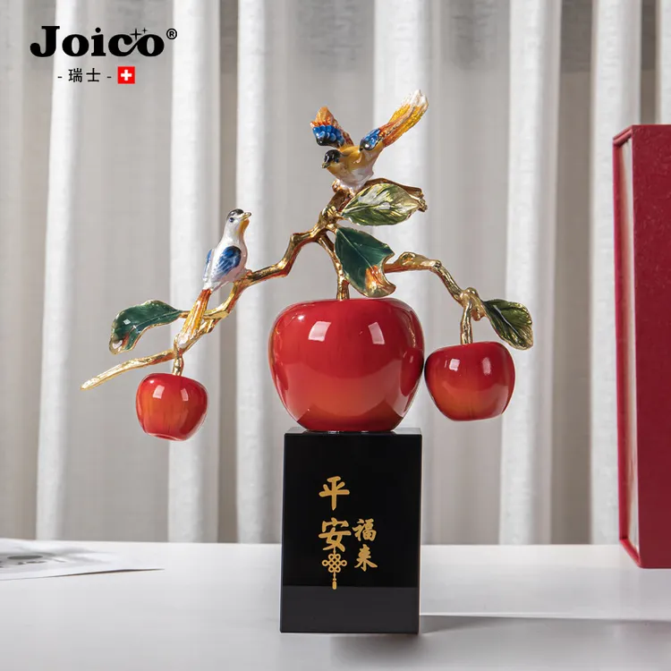 joico瑞士平安福来高级感珐琅彩苹果摆件新房家居玄关桌面装饰品
