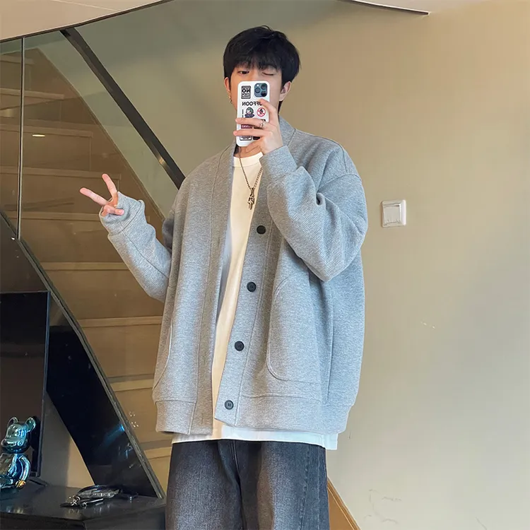 开衫外套男春秋宽松长袖卫衣美式潮牌百搭帅气情侣装穿搭慵懒外衣