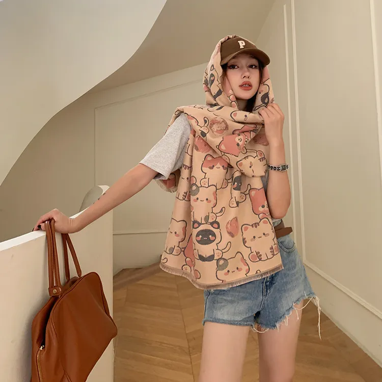 韩系可爱高颜值百搭保暖披肩女2025秋冬新款时尚亲肤防风防寒围巾