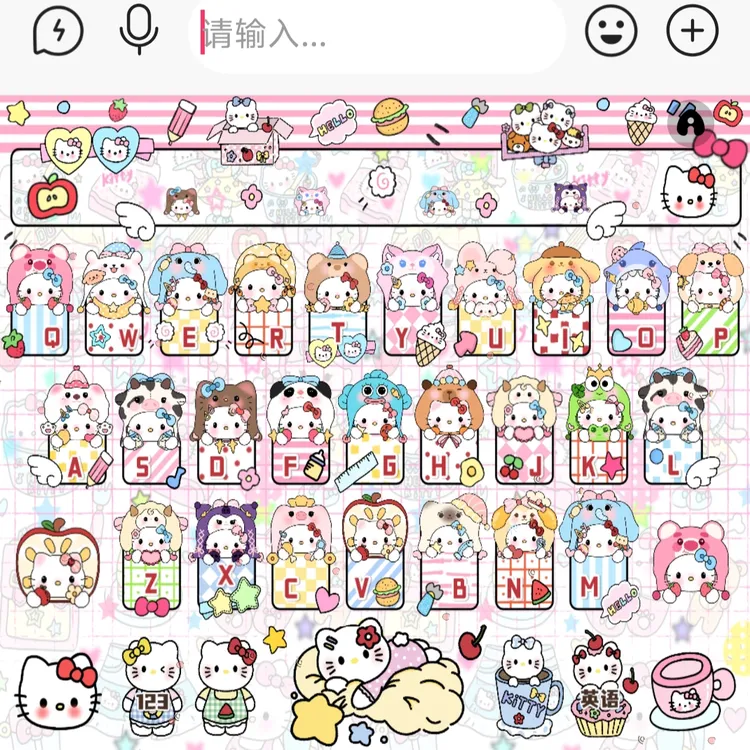 hello kitty酱/ios苹果安卓百度输入法皮肤键盘白肚皮双系统双色