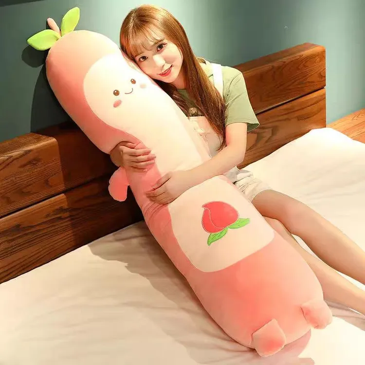 可爱桃子长条抱枕玩偶毛绒玩具床上睡觉公仔女生夹腿娃娃生日礼物