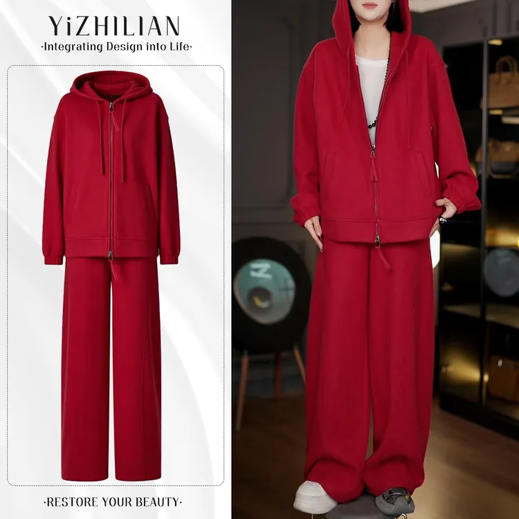 一整套高级感时尚套装女秋冬季时尚减龄宽松卫衣休闲长裤时尚套装