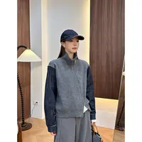 小静静一会【牛仔袖毛衣】2025秋季新款百搭宽松针织上衣 2509C6241
