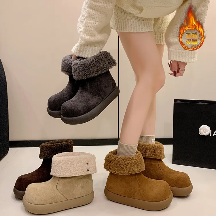 小个子增高2025加厚洋气加绒款中筒冬季女鞋棉靴时尚雪地靴靴子