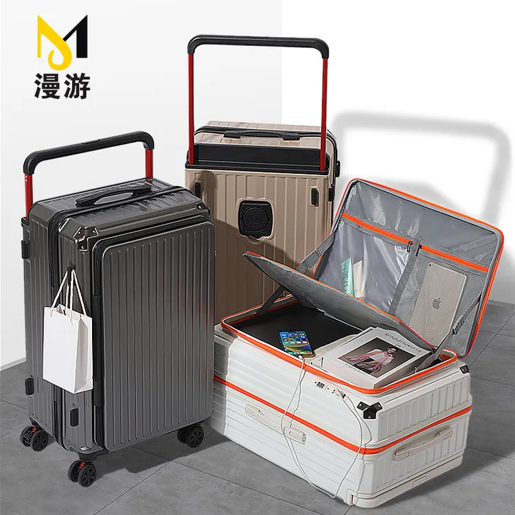 侧开深仓大容量五轮行李箱宽拉杆多功能旅行箱20寸登机箱学生密码