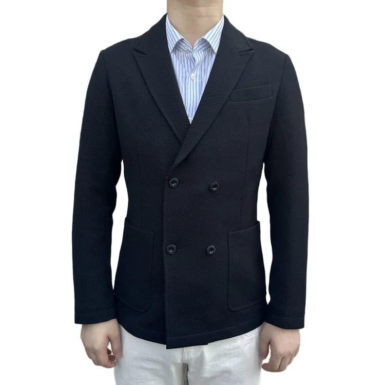 MJ133964 意大利进口 春秋新款男西装外套休闲单层双排扣黑色西服