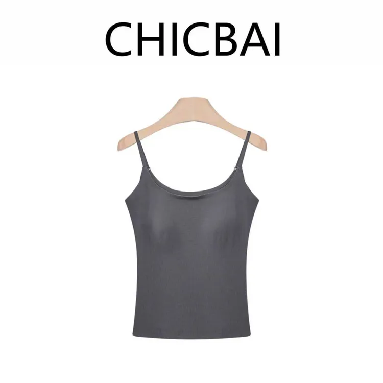 CHICBAI 莱赛尔混纺流动的凉感肌肤一体拖吊带背心