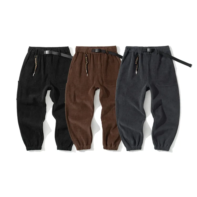 男士松紧腰灯芯绒加绒束脚工装裤保暖宽松时尚休闲裤 391