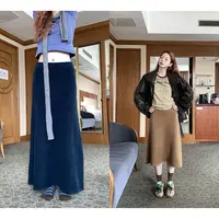 Hellooo Eat  韩版通勤纯色羊毛针织半身裙秋冬复古百搭EM3225
