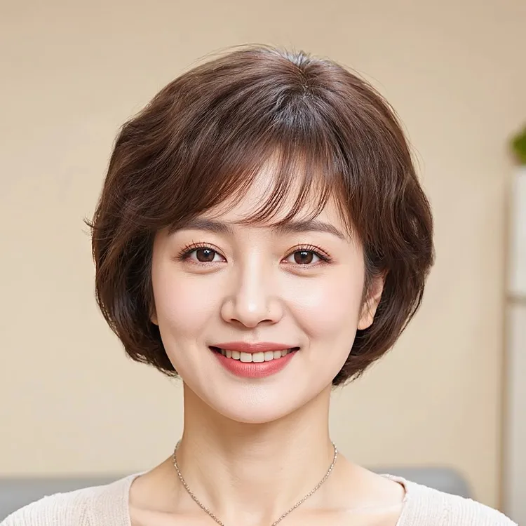 假发女全头套女士自然真人发丝短卷发蓬松中老年妈妈款递针假头套