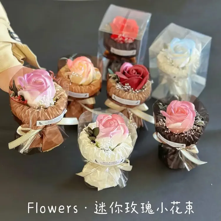 迷你口袋见面小花束玫瑰向日葵永生花仿真花伴手礼生日礼物装饰