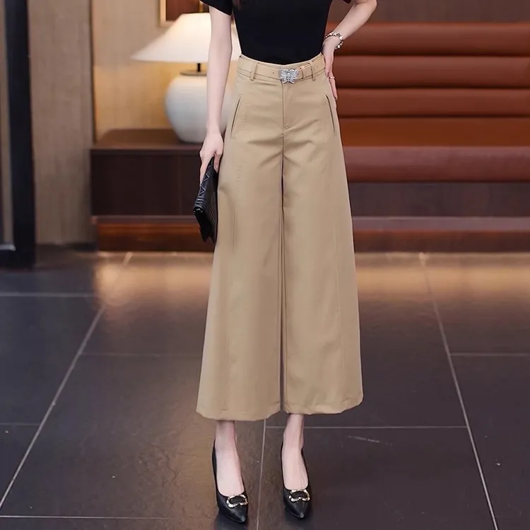 时尚九分阔腿裤女士2025夏季薄款新款高腰显瘦西装休闲百搭直筒裤