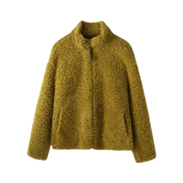 韩系立领仿羊羔毛加绒加厚短款外套女2025秋冬新宽松显瘦减龄上衣