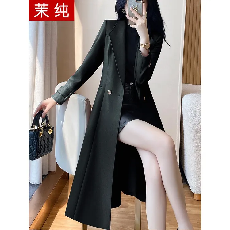 风衣外套女秋冬新款黑色长款高个子收腰西服韩系高级感超好看大衣