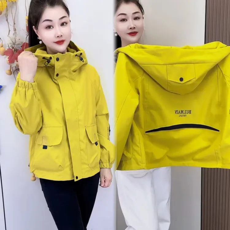 2025秋新款冲锋衣短款工装时尚宽松百搭小个子夹克连帽外套百搭潮