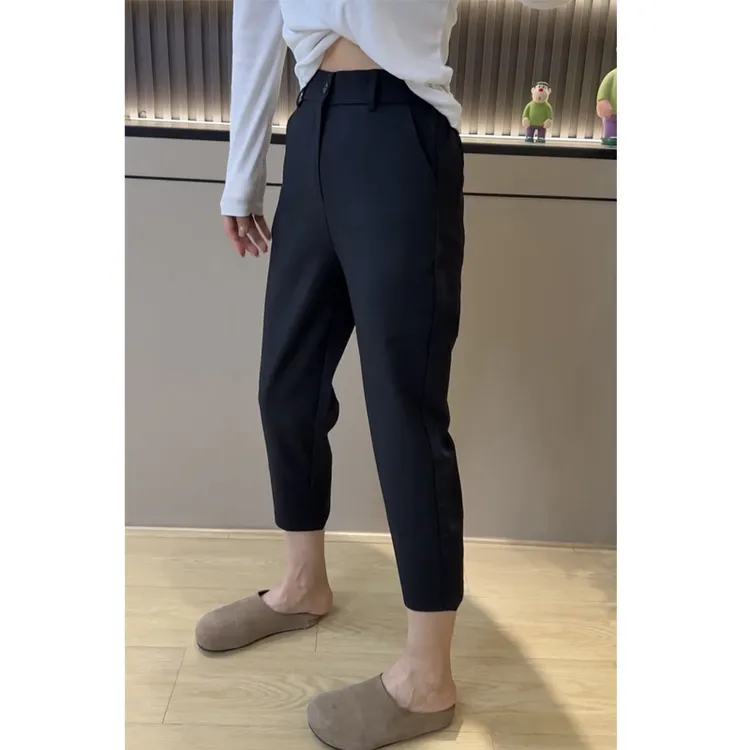 萱贝纯小个子时尚百搭休闲哈伦裤女秋季薄款八分弹力显瘦西装裤子
