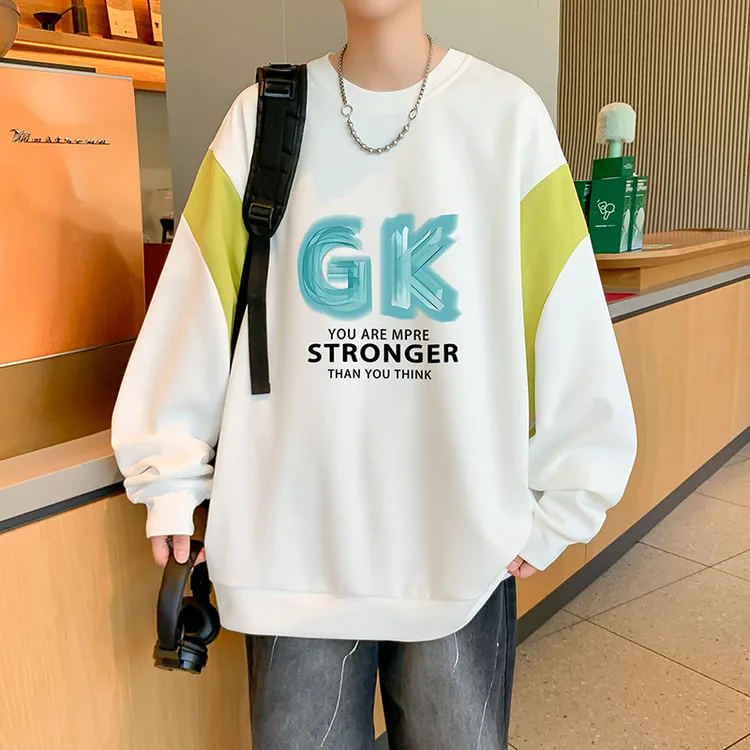 春秋季卫衣拼接长袖体恤初中学生帅气打底衫青少年高中生大童秋装