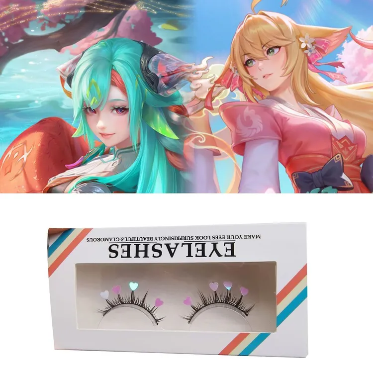 王者荣耀cos假睫毛少司缘命伴生灵卦秘语瑶粉紫亮片假睫毛开学季