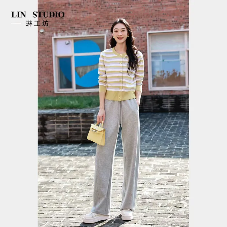 【浅灰】【裤子 绵羊毛】琳工坊“风静”浅灰色长裤唐琳设计师